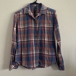 Seven7 Women's Button Down Shirt Long Sleeve Plaid Multicolor